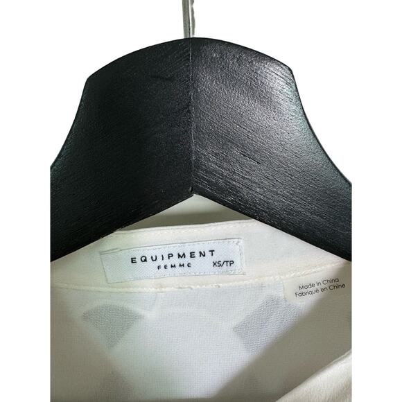 EQUIPMENT GUC Henri Embroidered Cutout Silk Shirt White XS - Picture 4 of 8